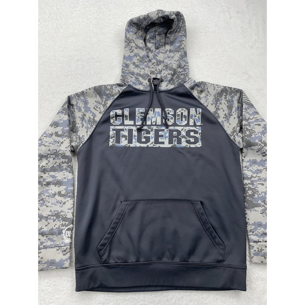 Colosseum Clemson Tigers Mens Medium Hoodie Digital Camo Raglan‎ Grey Pullover